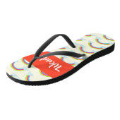 Custom name colorful rainbows and clouds teenslippers (Schuin)