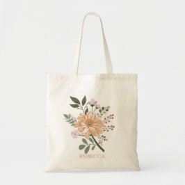 Custom Name Colorful Simple Flower Tote Bag Gift