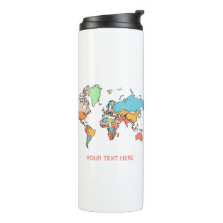 Custom Name Colorful World Map Travel Coffee Mug Thermosbeker