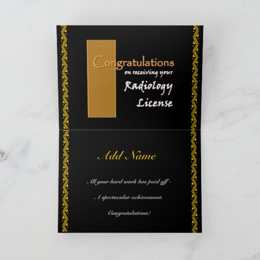 CUSTOM NAME Congratulations - Radiology License Kaart (Binnen)