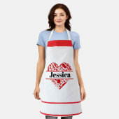 Custom Name Cooking Apron with Red Heart Design Schort (Gedragen)