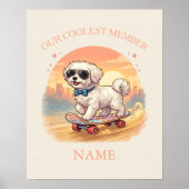 Custom Name Cool Maltese Dog Skateboarder  Poster (Voorkant)