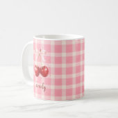 Custom Name Coquette Cherry Mug Red Bows Aesthetic Koffiemok (Voorkant links)