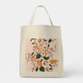 Custom Name Cream Floral Retro Bloom Botanical Tote Bag (Achterkant)