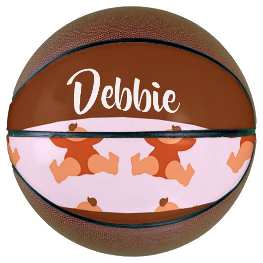 Custom name crying babies on pink basketbal (Voorkant)