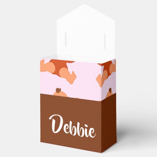 Custom name crying babies on pink bedankdoosjes (Geopend)