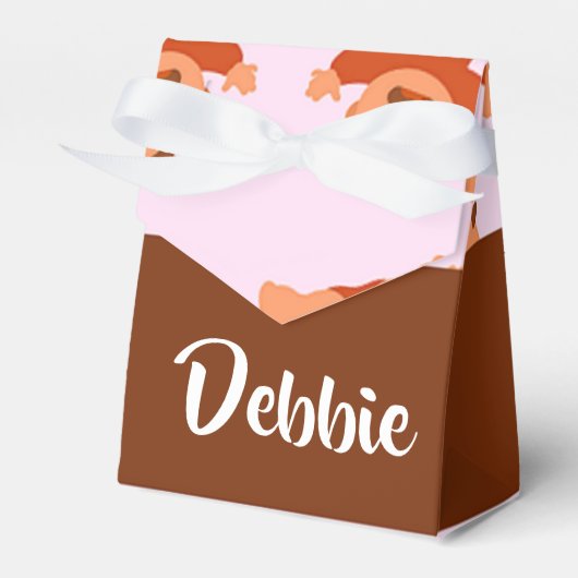 Custom name crying babies on pink bedankdoosjes (Voorkant Zijde)