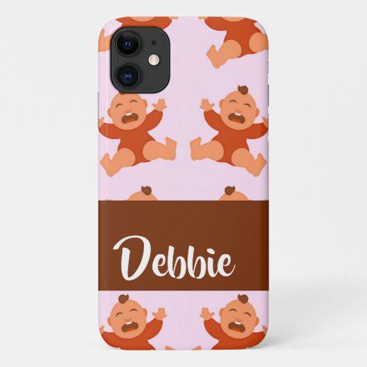 Custom name crying babies on pink Case-Mate iPhone case (Achterkant)