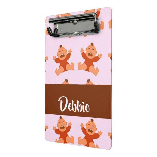 Custom name crying babies on pink mini klembord (Angled2)