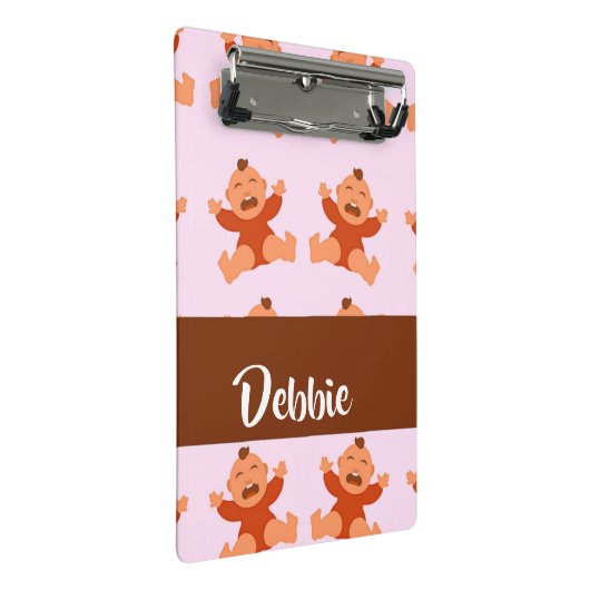 Custom name crying babies on pink mini klembord (Schuin)