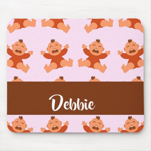 Custom name crying babies on pink muismat (Voorkant)