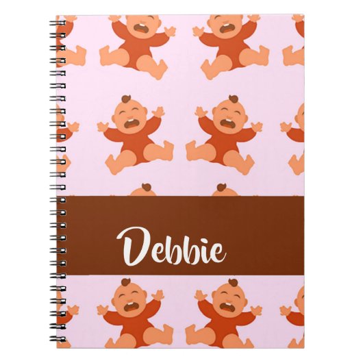 Custom name crying babies on pink notitieboek (Voorkant)