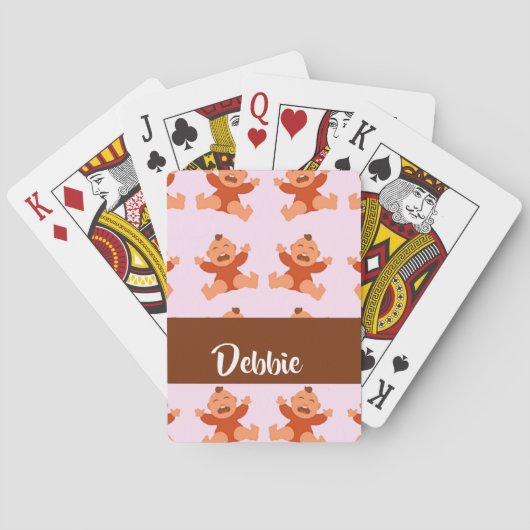Custom name crying babies on pink pokerkaarten (Achterkant)