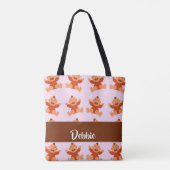 Custom name crying babies on pink tote bag (Achterkant)