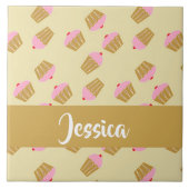 Custom name cupcakes pattern tegeltje (Voorkant)
