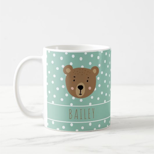 Custom name Cute baby bear modern Koffiemok (Links)