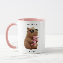 Custom Name Cute Capybara Teddy Bear Pink Mug Tweekleurige Koffiemok