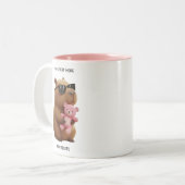 Custom Name Cute Capybara Teddy Bear Pink Mug Tweekleurige Koffiemok (Voorkant links)