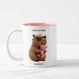 Custom Name Cute Capybara Teddy Bear Pink Mug Tweekleurige Koffiemok