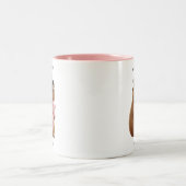 Custom Name Cute Capybara Teddy Bear Pink Mug Tweekleurige Koffiemok (Center)