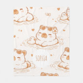 Custom Name Cute Capybara With Sunglasses Kids Fleece Deken (Voorkant)