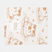 Custom Name Cute Capybara With Sunglasses Kids Fleece Deken (Voorkant (Horizontaal))