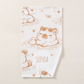Custom Name Cute Capybara With Sunglasses Kids Handdoek (Handdoek)