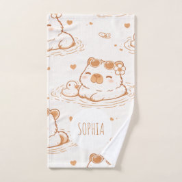 Custom Name Cute Capybara With Sunglasses Kids Handdoek