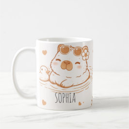 Custom Name Cute Capybara With Sunglasses Kids Koffiemok