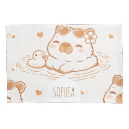 Custom Name Cute Capybara With Sunglasses Kids Kussensloop