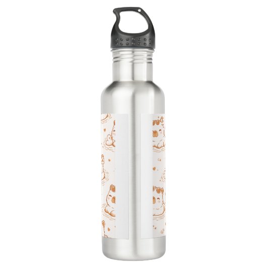 Custom Name Cute Capybara With Sunglasses Kids Waterfles (Achterkant)