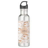 Custom Name Cute Capybara With Sunglasses Kids Waterfles (Voorkant)