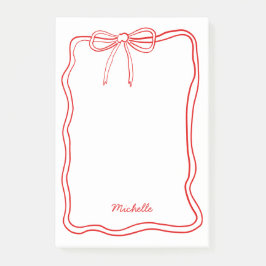 Custom Name Cute Coquette Red Ribbon Frame Post-it® Notes
