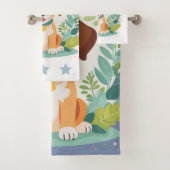 Custom Name Cute Floral Dog Puppy Kids Bad Handdoek (Insitu)