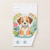 Custom Name Cute Floral Dog Puppy Kids Bad Handdoek (Handdoek)