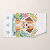 Custom Name Cute Floral Dog Puppy Kids Bad Handdoek (Handdoek)