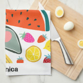 Custom Name Cute Fruits Background Theedoek (Quarter Fold)