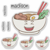 Custom Name Cute Kawaii Noodles Sticker (Voorkant)
