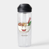 Custom Name Cute Kawaii Noodles Waterfles (Achterkant)
