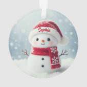 Custom Name Cute Snowman Christmas Ornament (achterkant)