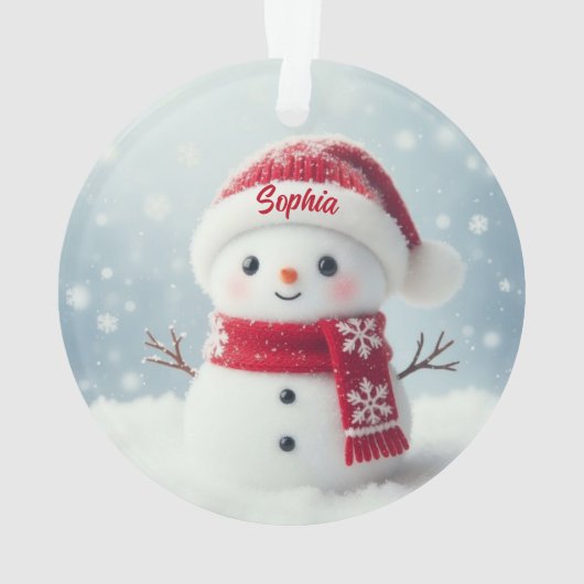 Custom Name Cute Snowman Christmas Ornament (achterkant)