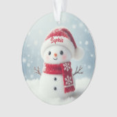 Custom Name Cute Snowman Christmas Ornament (voorkant)