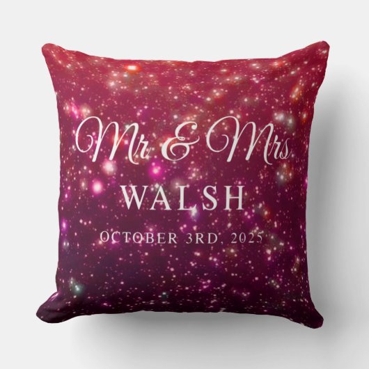  Custom Name & Date Galaxy Glitter Design Kussen (Voorkant)