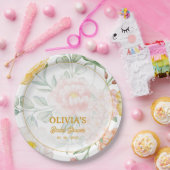 Custom Name Date Yellow Floral Bridal Shower Party Papieren Bordje (Feest)