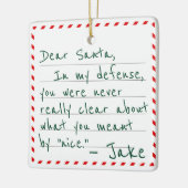 Custom Name Dear Santa Funny In My Defense Keramisch Ornament (Links)