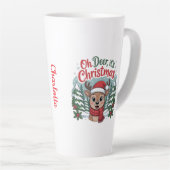 Custom name deer Christmas  Latte Mok (Rechterhoek)