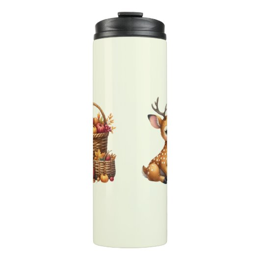 Custom Name Deer with Autumn Harvest Thermosbeker (Voorkant)
