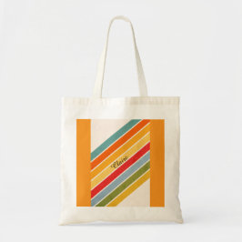 Custom Name Diagonal Color Lines Tote Bag