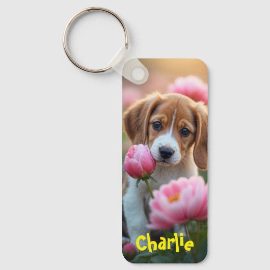 Custom Name Dog Cat Lover Double Photo Pet  Sleutelhanger (Voorkant)