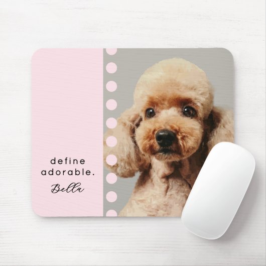 Custom Name Dog Funny Saying Photo Pastel Pink Muismat (Met muis)